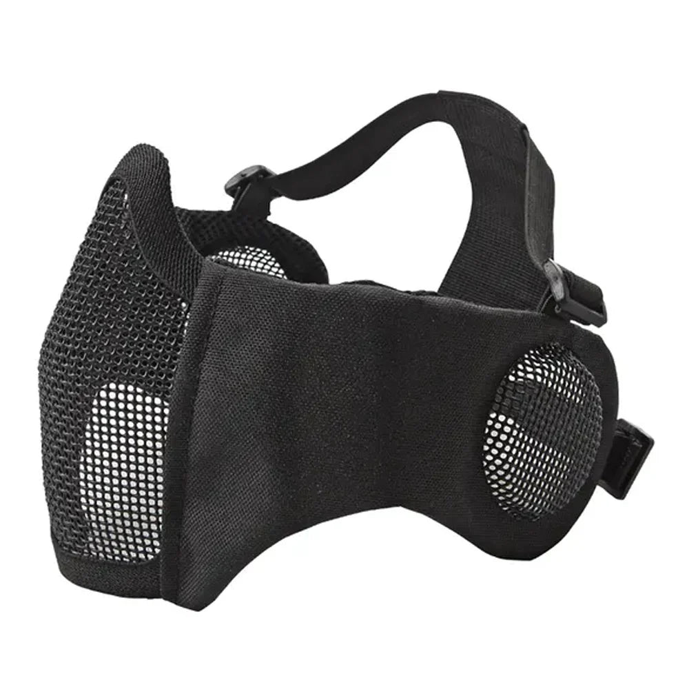 Mesh Mask with Cheek Pad and Ear Protection - Black