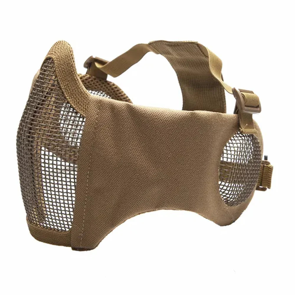 Mesh Mask with Cheek Pad and Ear Protection - TAN