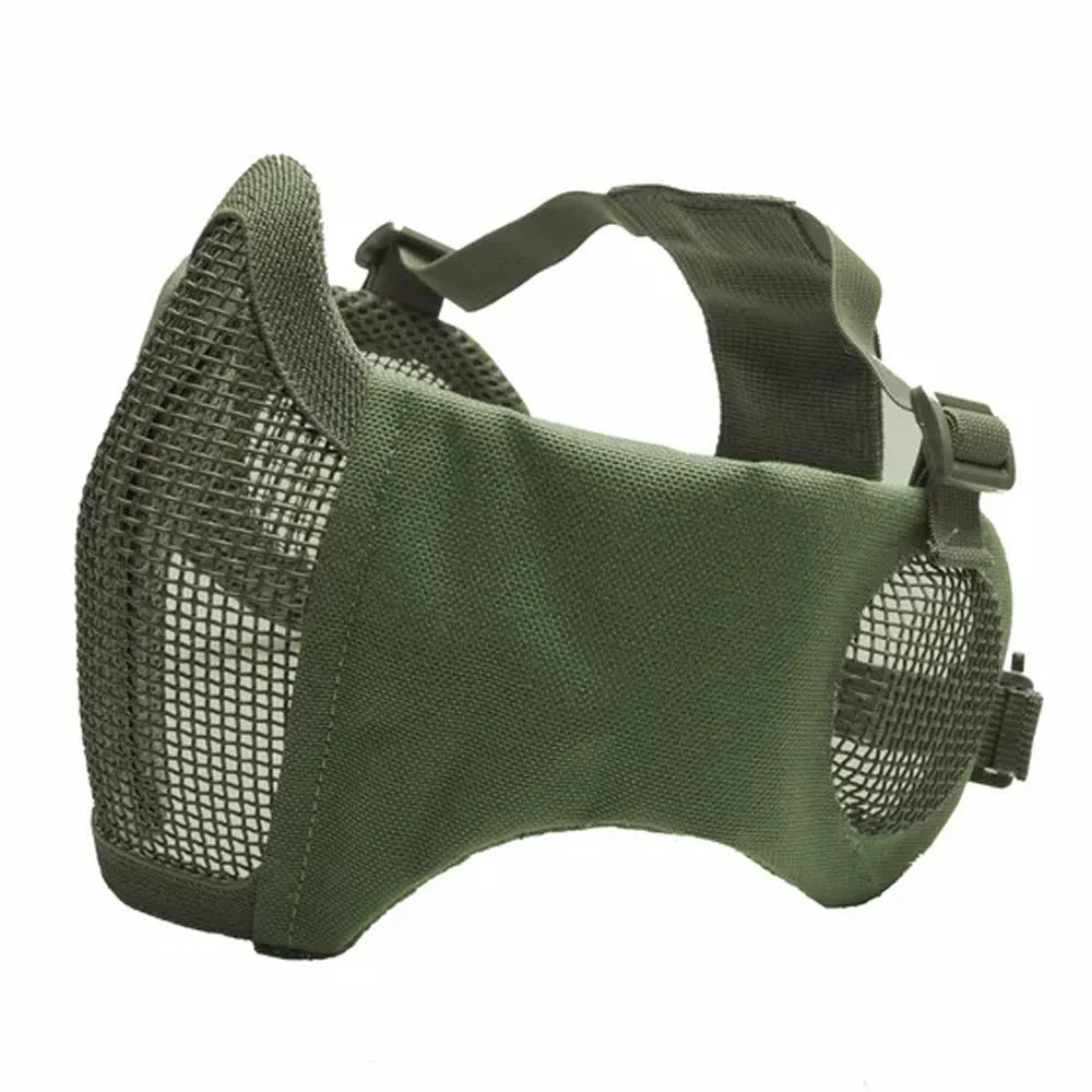 Mesh Mask with Cheek Pad and Ear Protection - Olive