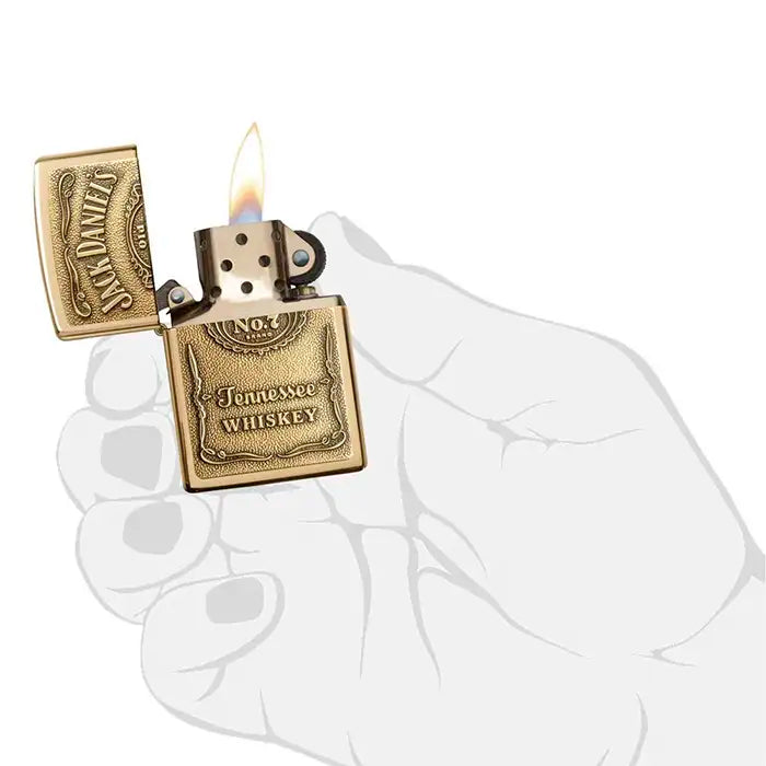Zippo Lighter - Jack Daniels Logo - Brass Colored Lighter
