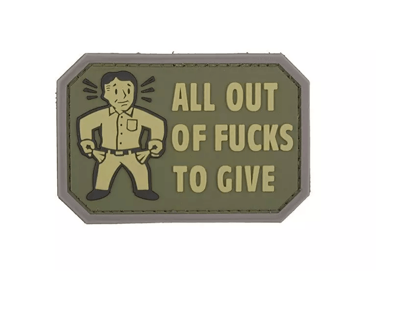 3D Patch - All Out of Fucks To Give - Olive Green - Game-On.no