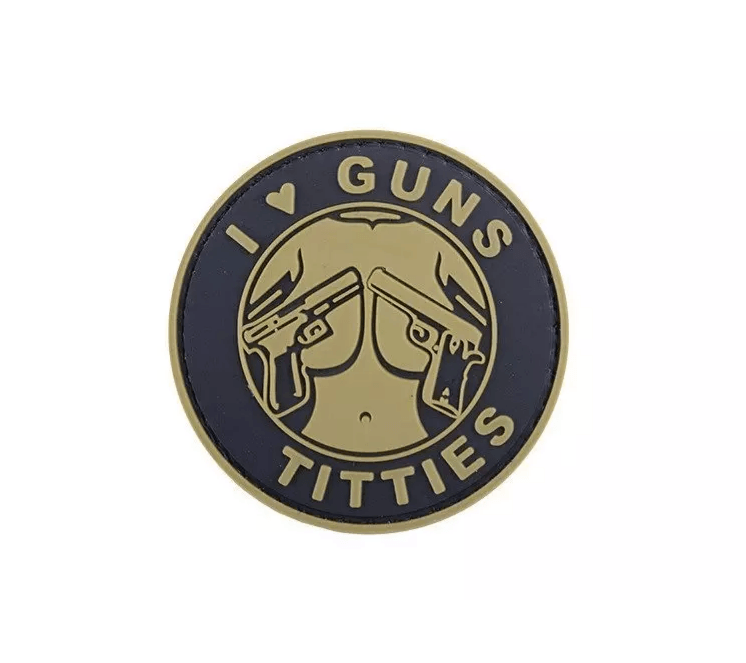 3D Patch - I Love Guns N' Titties - PVC Tan - Game-On.no