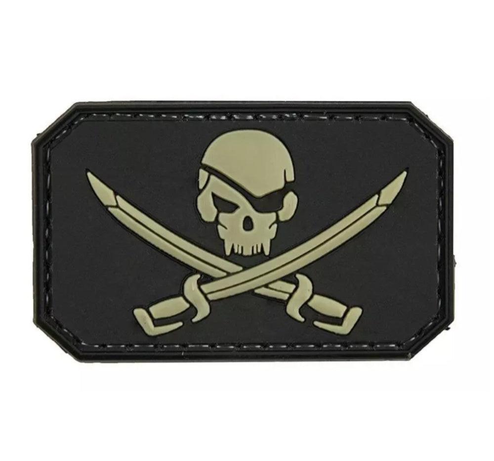 3D Patch - Piraten Jolly Roger Motiv - PVC Schwarz - Game-On.no