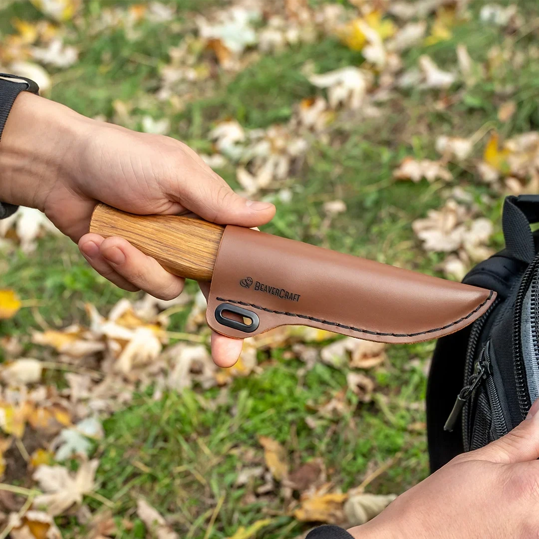 BeaverCraft C4S Spikkekniv m/Skinnslire - i slire
