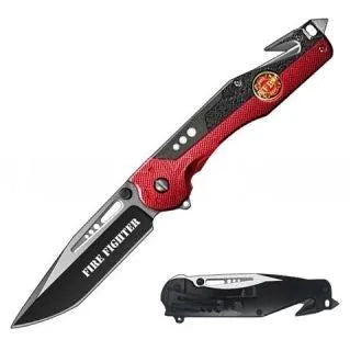 SE - Cuchillo de rescate resistente - Cuchillo plegable negro y rojo