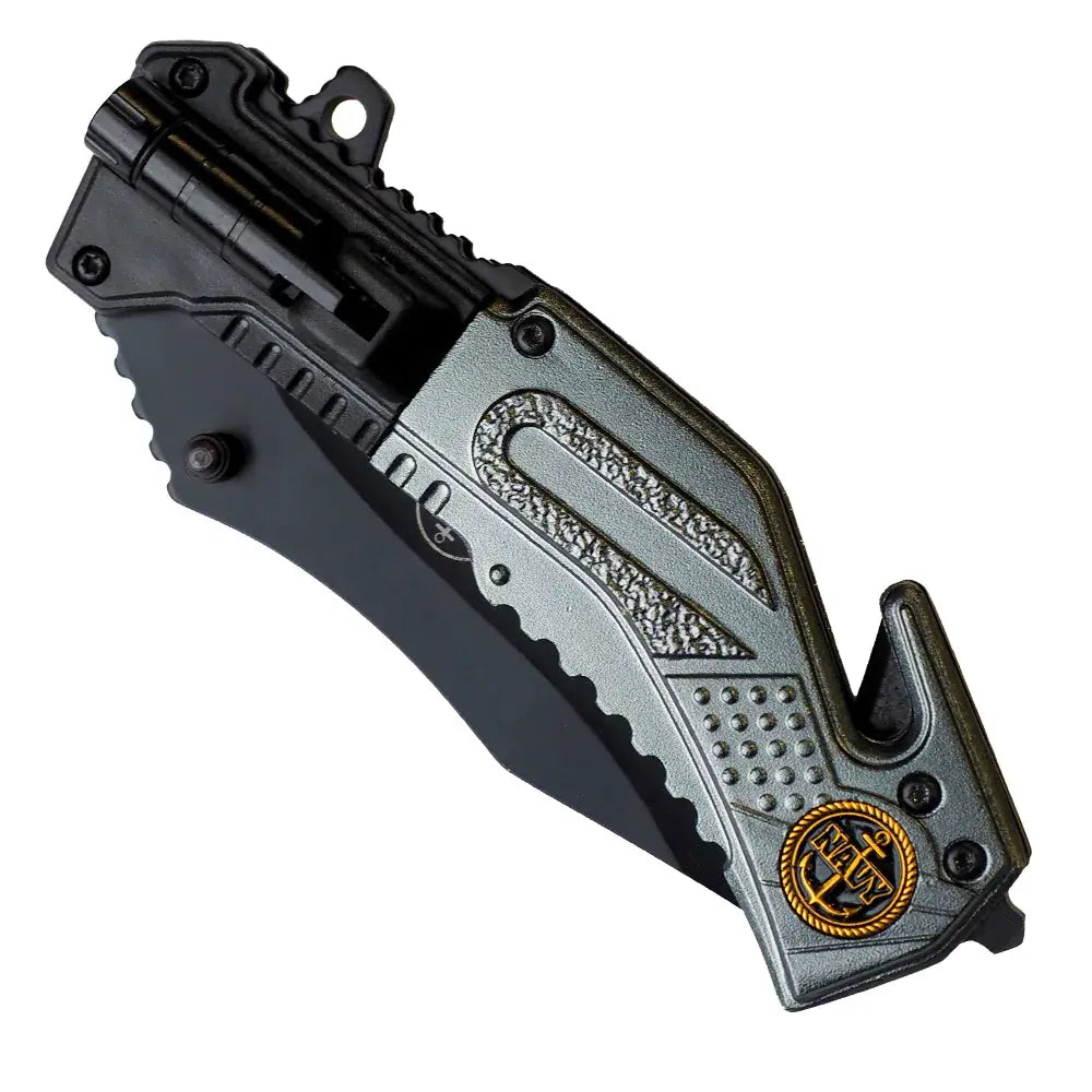 Tactical Rescue Knife with Route Breaker, Seat Cutter and LED Light