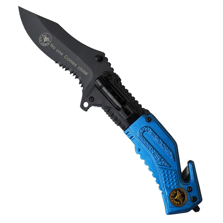 Tactical Rescue Knife with Route Breaker, Seat Cutter and LED Light