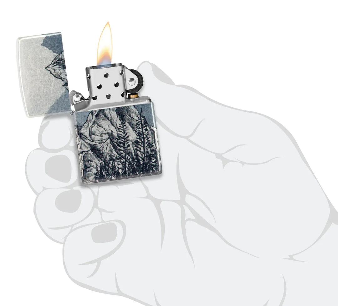 Abstrakt Mountain Sketch Motiv - Lighter - Game-On.no
