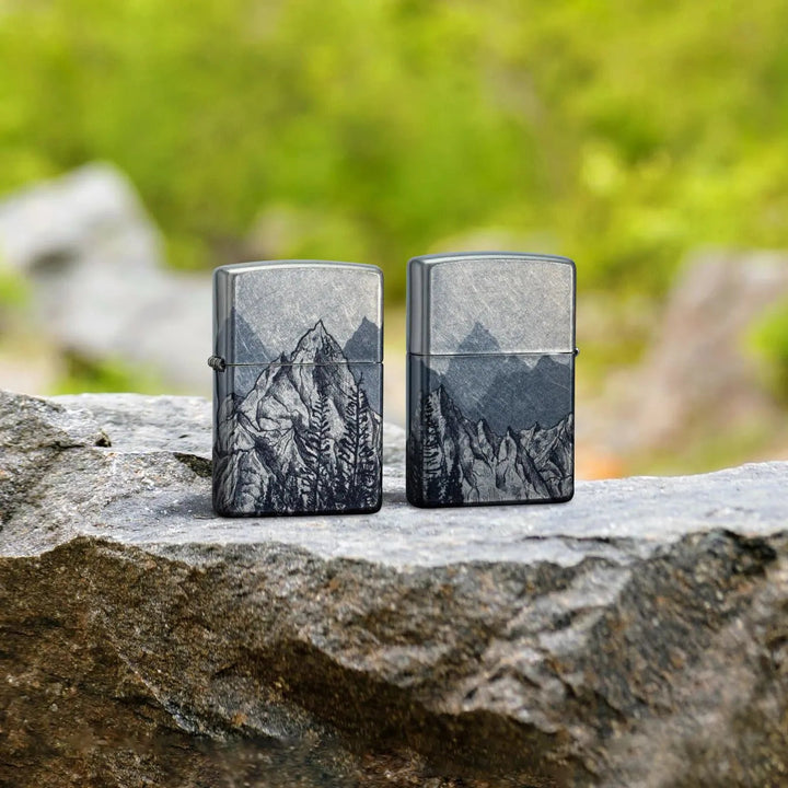 Abstrakt Mountain Sketch Motiv - Lighter - Game-On.no