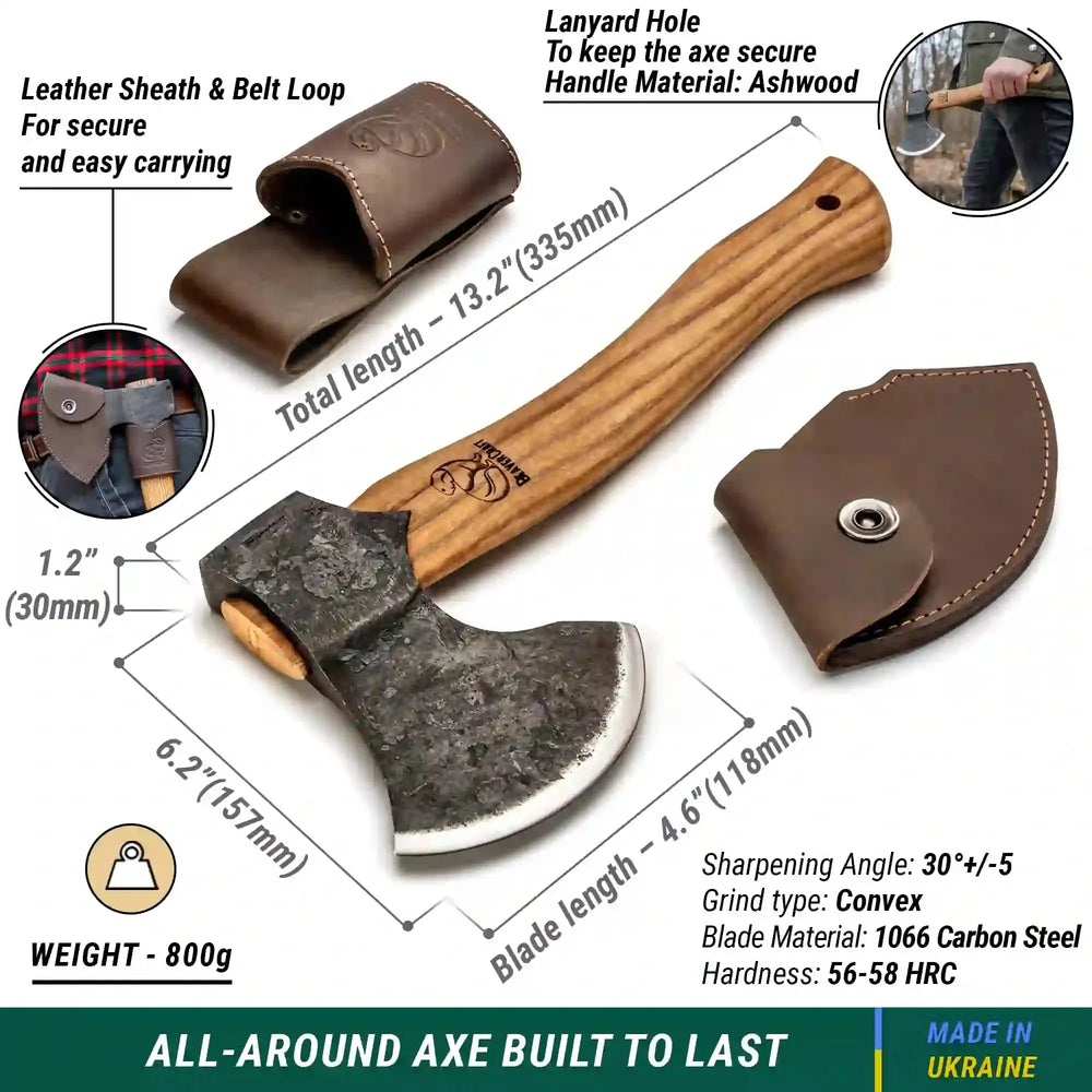 AX3 - Bushcraft Turøks Laget av Karbonstål - Game-On.no