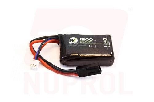 Batteri Li-Po 7.4V - 1200mAh 30C - PEQ15 Micro Type - Game-On.no