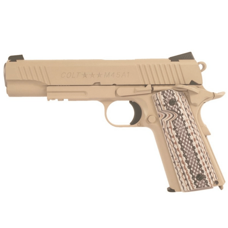 Colt M1911 M45A1 TAN - Co2 powered Softgun with Blowback - Game-On.no