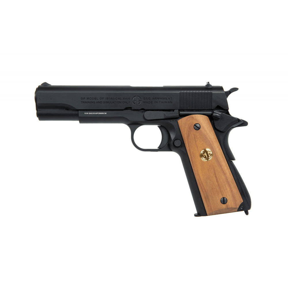 G&G GPM1911 GP2 Airsoftpistol med blåsning - metall och trä - Game-On.com