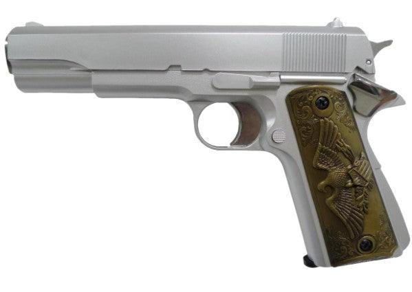 HFC - 1911 Gassdrevet Softgunpistol uden Blowback Sølv Diktator - Game-On.no