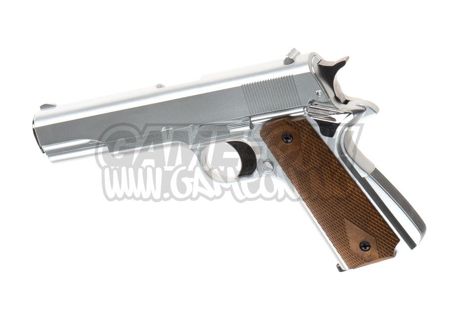 HFC - M1911 Gassdrevet Softgun Pistole uten Blowback - Sølv - Game-On.no