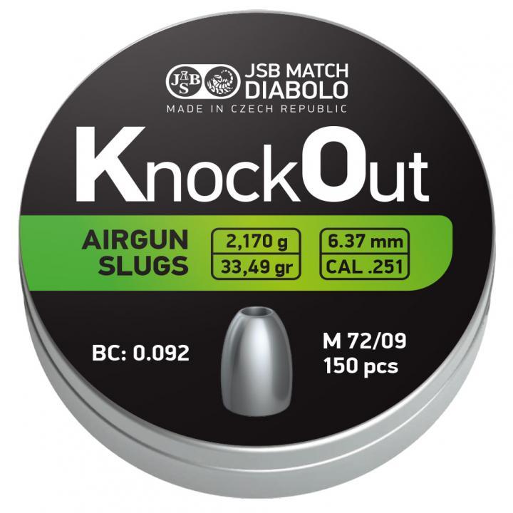 JSB - KnockOut Slugs - 6.35(6.37)mm - 150kpl - Game-On.no