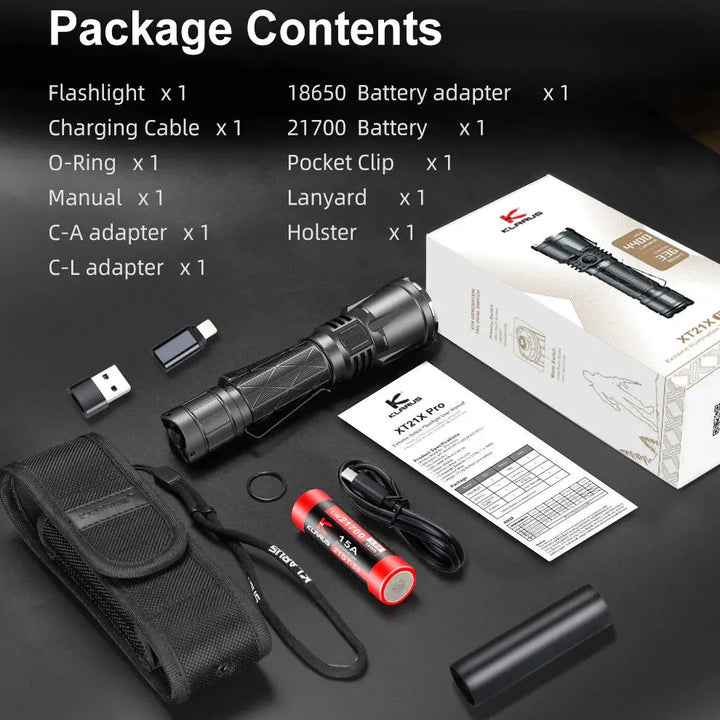 Klarus - XT21X Pro - Kraftig Multifunksjon Lommelykt - 4400 Lumen - Game-On.no