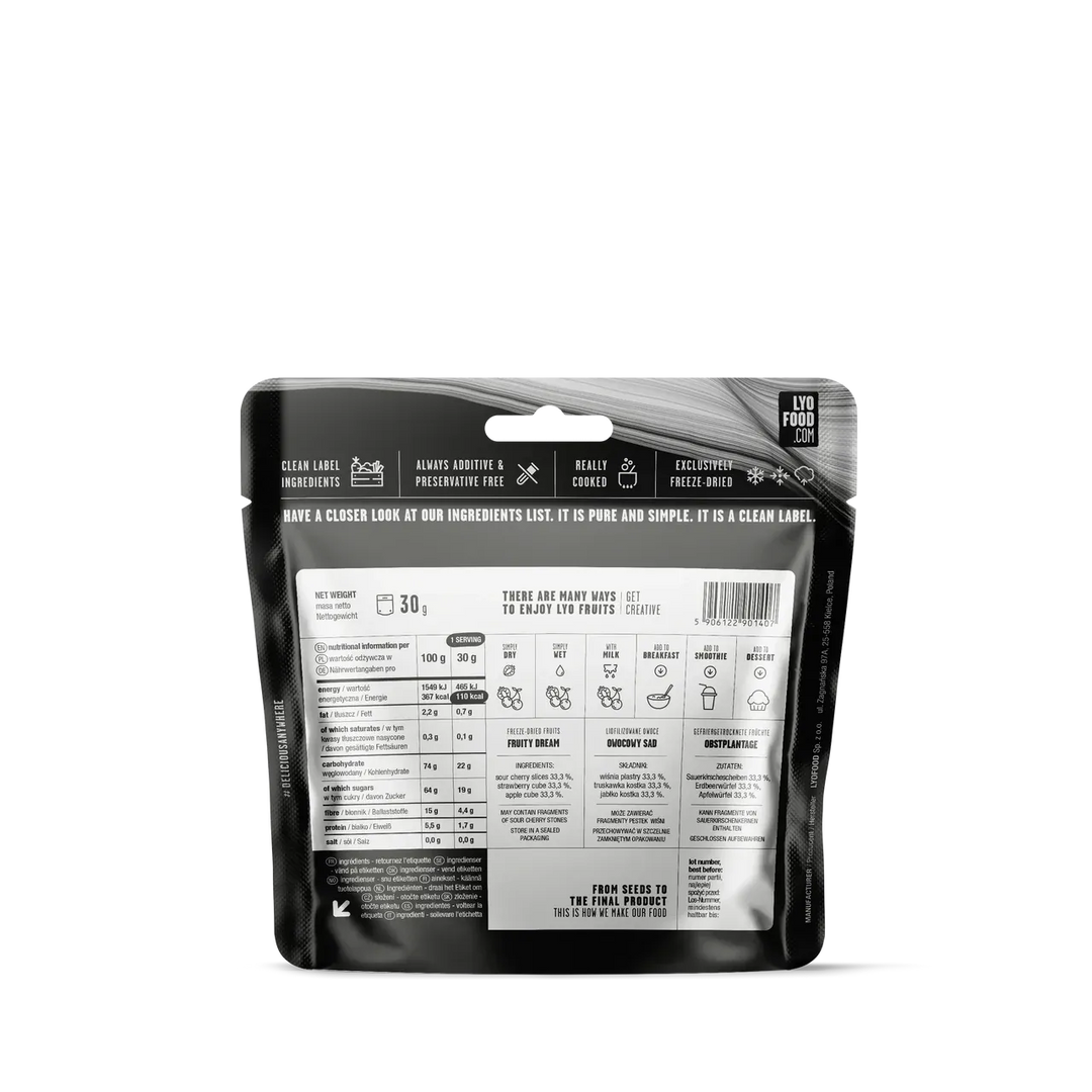 LYOFOOD Fruity Dream – Frysetørket miks av jordbær, eple og surkirsebær - Game-On.no