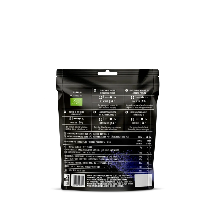 LYOFOOD Økologisk Blåbærpulver – Superfrukt for smoothie, frokost og baking - Game-On.no