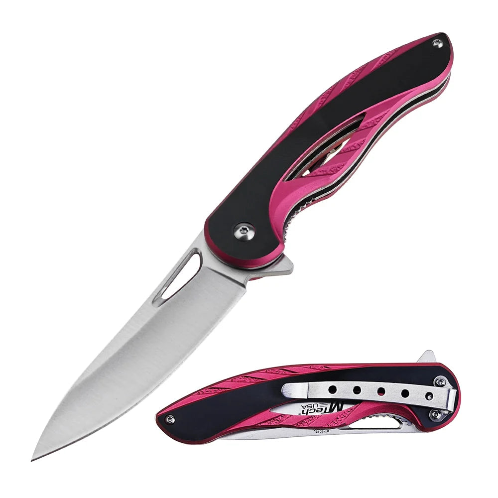 EDC Fine Edge Pivot Folding Knife with Belt Clip