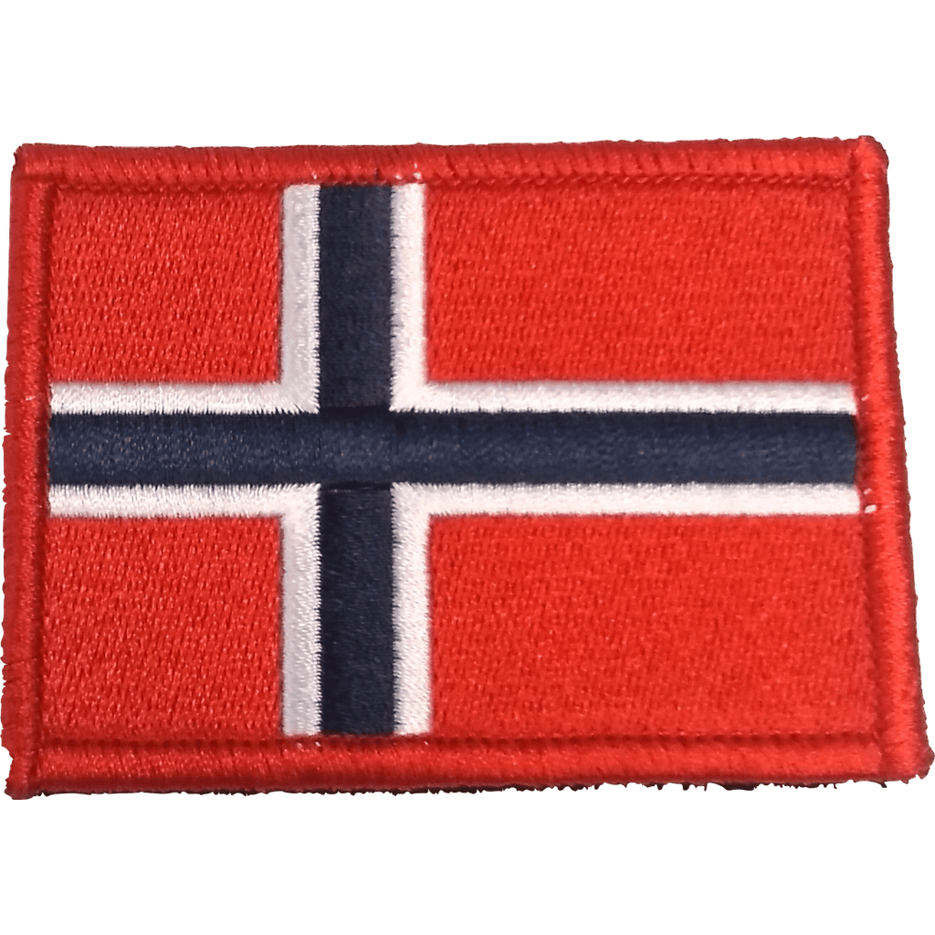 Patch - Broderad norsk flagg med röd kant - Game-On.no