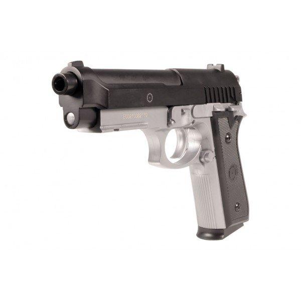 PT92 fjederdrevet softgun-pistol med metalskyder - Dual Tone - Game-On.no