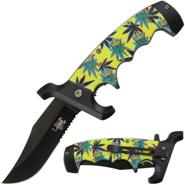 Scorpion Folding Knife - Green and Yellow