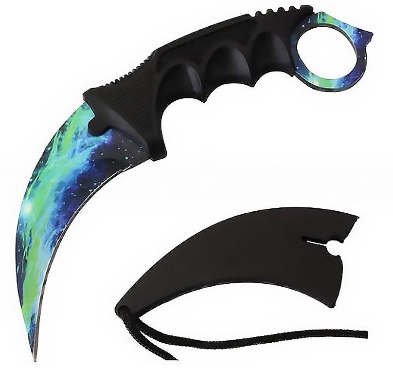 SE - Tactical Karambitstyle Knife - Neon Green/Blue - Game-On.no