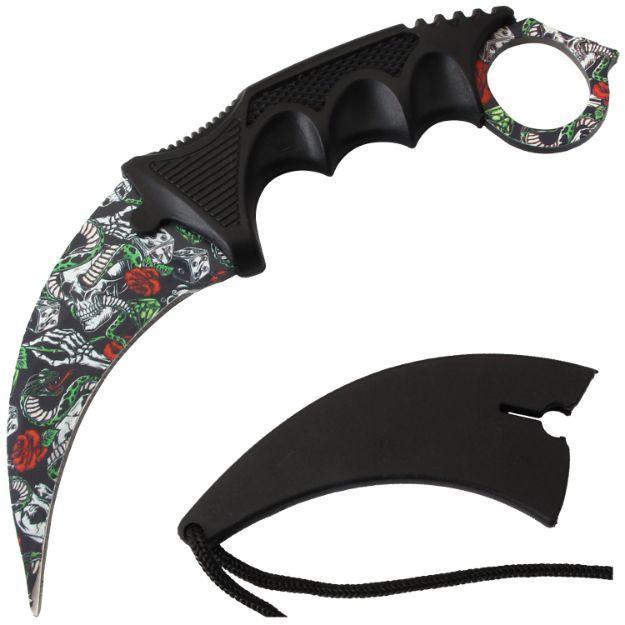 SE - Tactical Karambitstyle Messer - Totenkopf Tattoo - Game-On.no