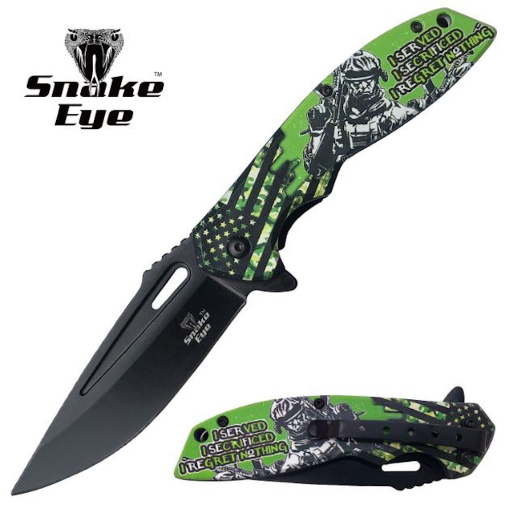 Snake Eye fällkniv - Troop Printed Green Camo - Game-On.no