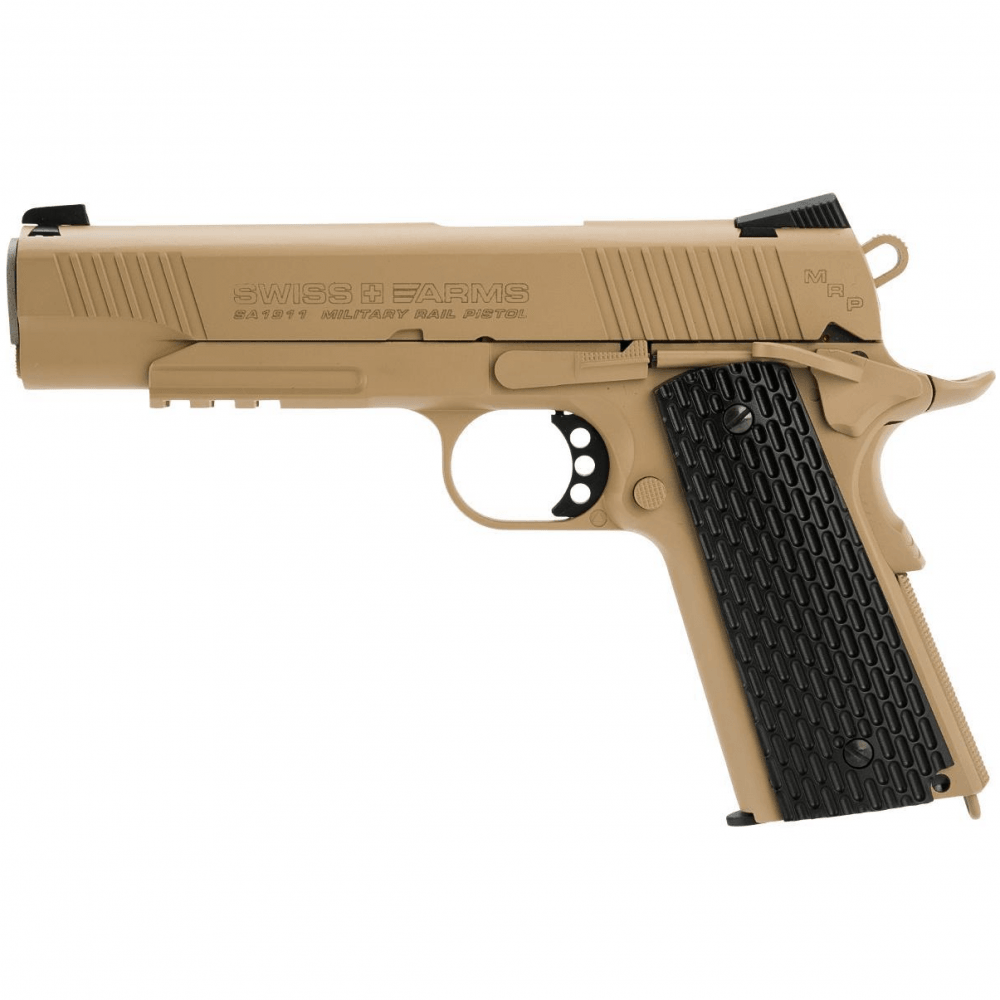 Swiss Arms 1911 Military - Co2 Drevet Luftpistol med Blowback - - Game-On.no