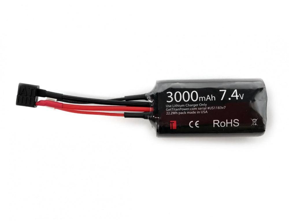 Titan 7.4v 3000mAh Li-Ion akku Brick - T-Plug/Deans - Game-On.no