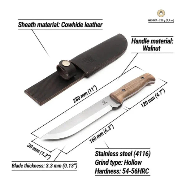 TLK1 – Cuchillo turco táctico con funda de cuero