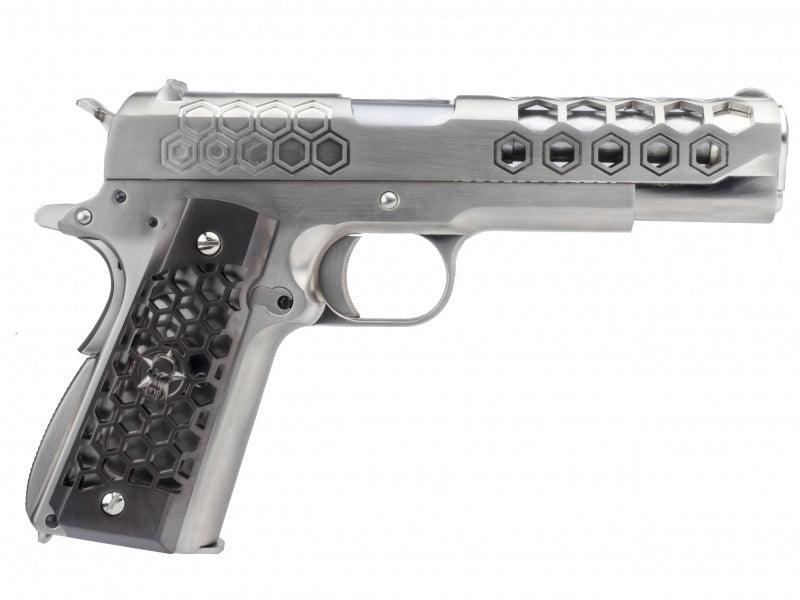 WE - 1911 Hex Style Silver - Gass Softgun med Blowback - Game-On.no