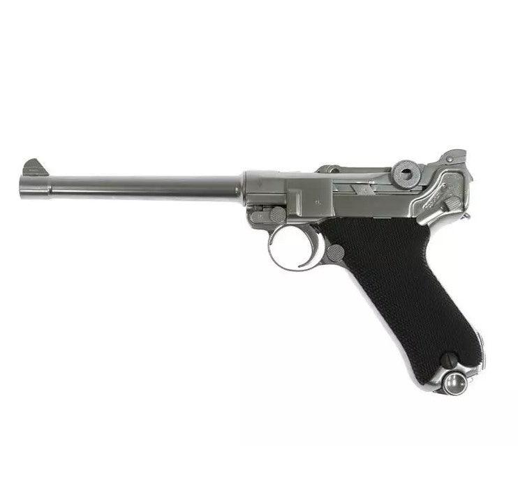 WE - Luger Softgun Pistol with Blowback - Silver - Game-On.no