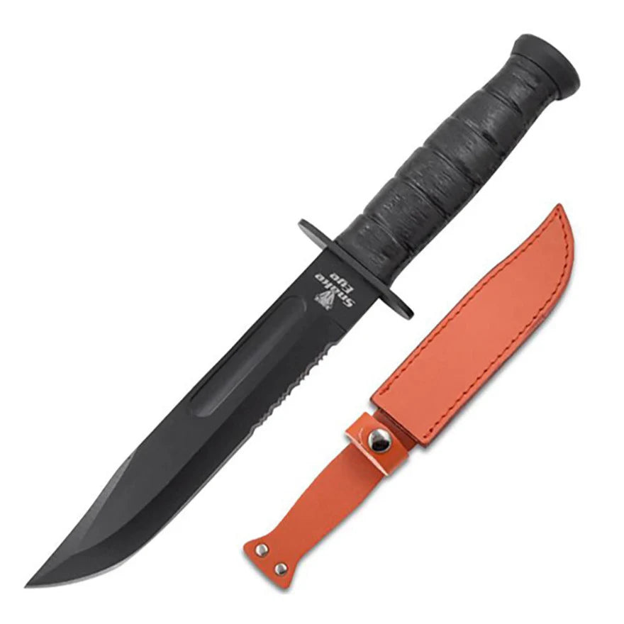 SE - USMC Style Knife Half Serrated with Leather Sheath