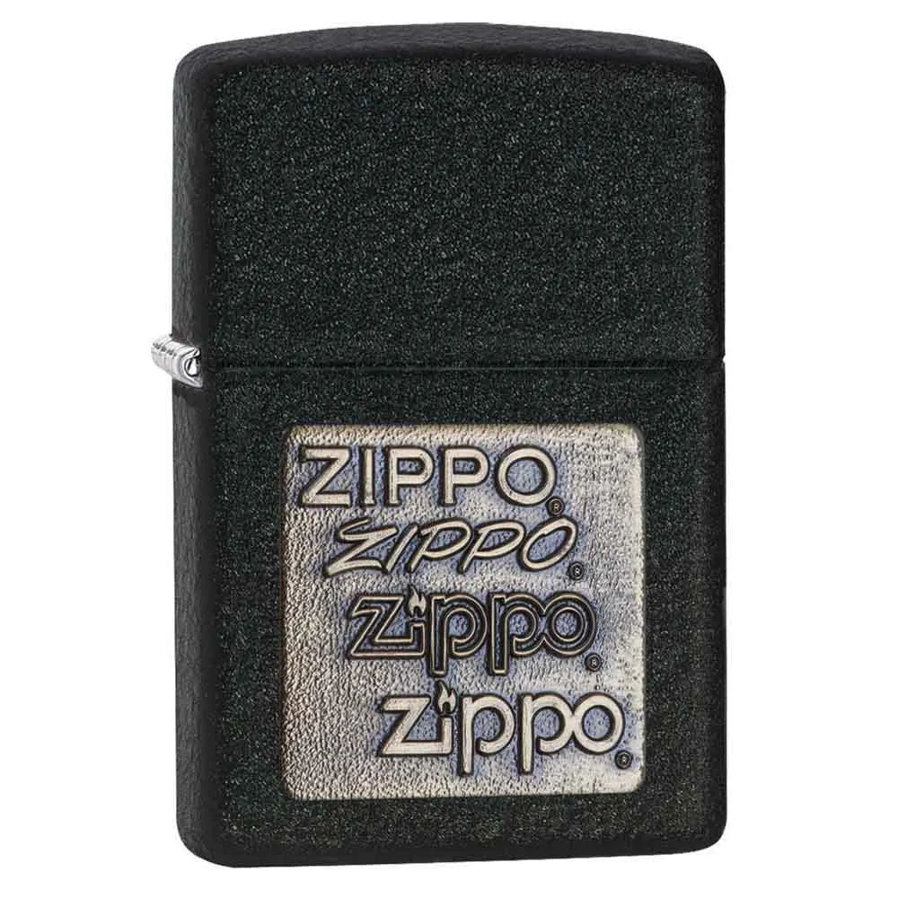 Zippo - Musta Crackle Gold Zippo Logo - Game-On.no