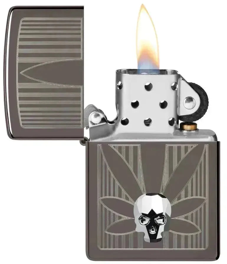 Zippo - Cannabis og 3D Hodeskalle - Game-On.no