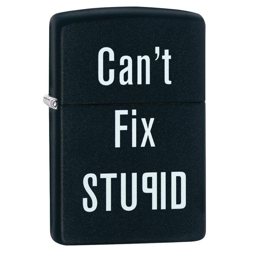 Zippo - Cant Fix Stupid - Matt Svart Tändare - Game-On.no