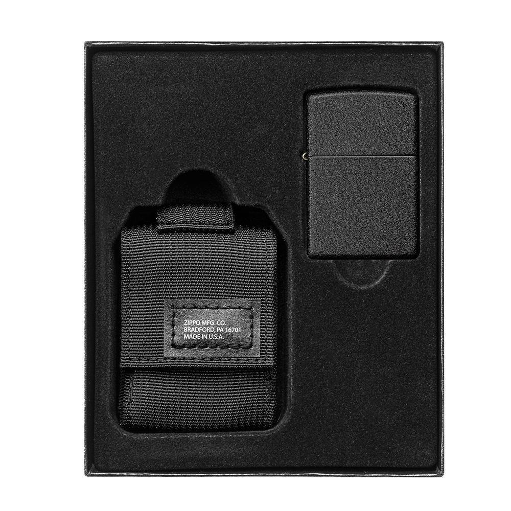 Zippo - Crackle Lighter og Tactical Pocket PACK - Sort - Game-On.no