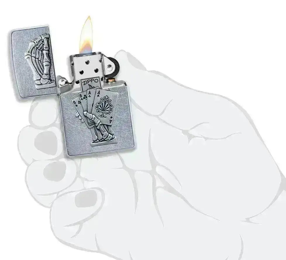 Zippo Lighter - 3D Dead Mans Hand Design - Game-On.no