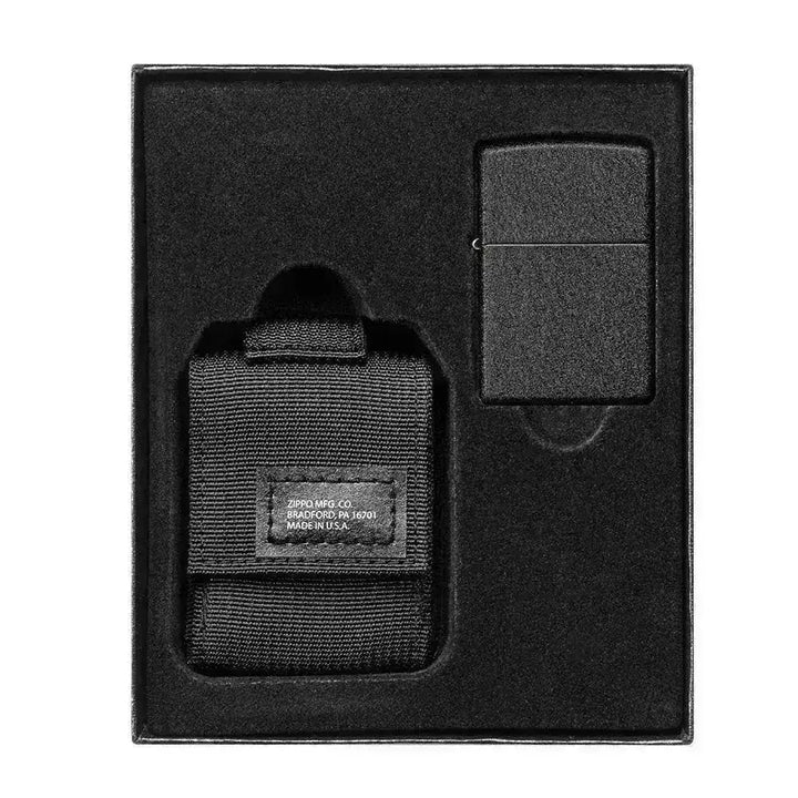 Zippo Lighter - Crackle Lighter og Taktisk Lomme PAKKE - Svart - Game-On.no