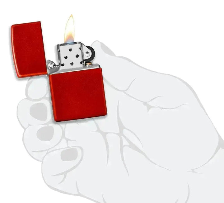 Zippo Lighter - Klassisk Metall Rød - Game-On.no
