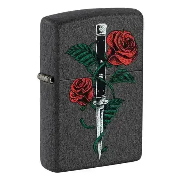 Zippo Lighter - Rose og Dolk Motiv - Game-On.no