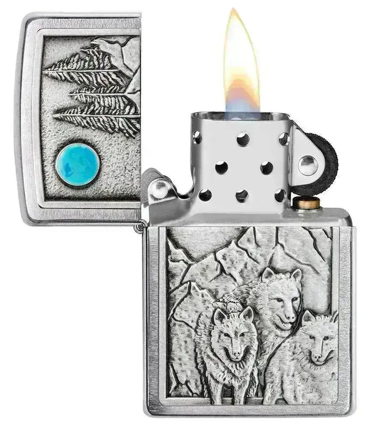 Zippo Lighter - Ulveflokk i Månelys - Game-On.no