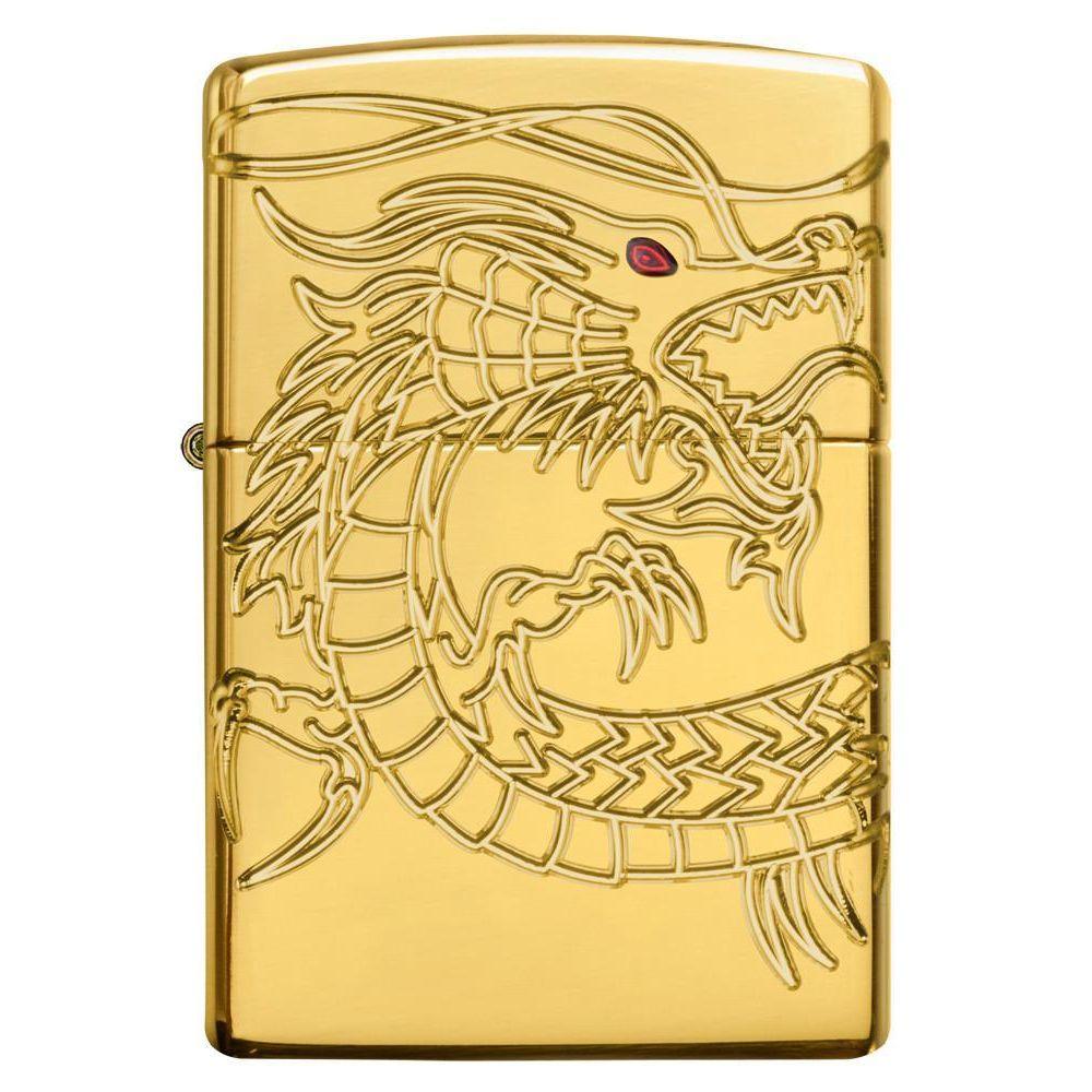 Zippo - Red Eyed Dragon - 360 astetta Gold-Plate Limited - Sytytin - Game-On.no