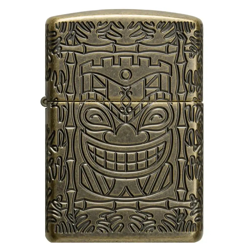 Zippo - Tiki Design Armor® - Antique Brass Lighter - Game-On.no